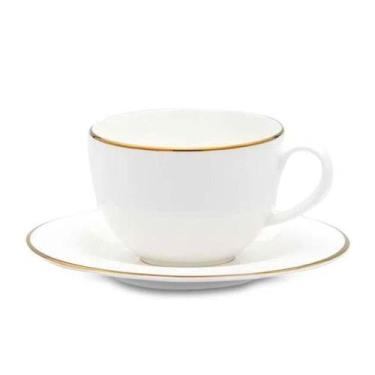 Imagem de Xicara De Café Com Pires Porcelana Borda Dourada 90Ml Luxo - L'hermita