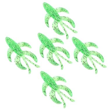 Imagem de Isca macia Isca de pesca artificial Isca de camarão Eco amigável Resistência de alto impacto Design realista para água salgada Walleye Pike Truta Rockfish PVC 3in 5pcs (Verde)