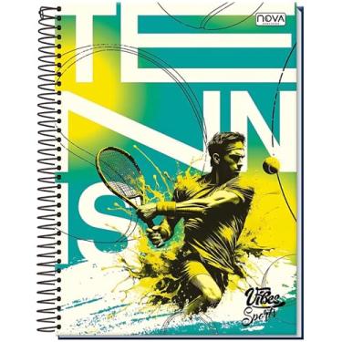 Imagem de Caderno Universitário 80 Folhas Espiral Capa Dura Spors/Futebol/Natação/Bike/Esportes – Anotações, Escola, Faculdade e Escritório (Linha Premium). (TENIS)