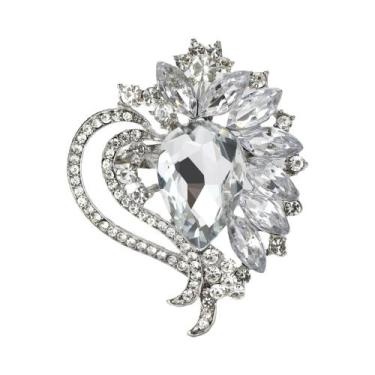 Imagem de Broche De Flor Com Strass Unissex Para Mulheres, Alfinetes De Moda Em 