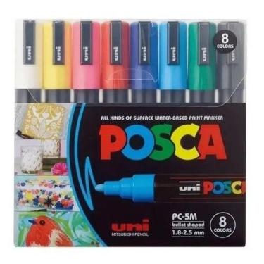 Imagem de Estojoojo Caneta Uni Posca Pc 5m com 8 Cores Uniball