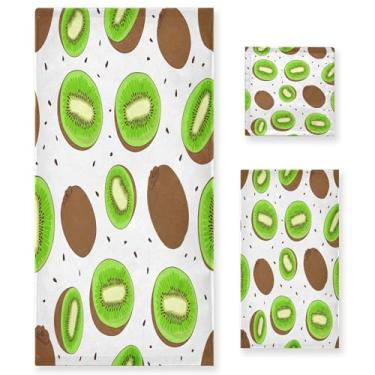 Imagem de xigua Kkiwi Fruits Conjunto de toalhas de banheiro absorventes macias 3 peças toalha de banho toalha de mão toalhas decorativas para banheiro, academia, hotel, praia, piscina