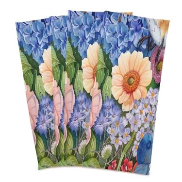 Imagem de xigua Conjunto de 6 panos de prato de cozinha aquarela Bluebirds, toalhas de cozinha de secagem rápida altamente absorventes para limpeza de pratos e limpeza manual, 71 x 45 cm