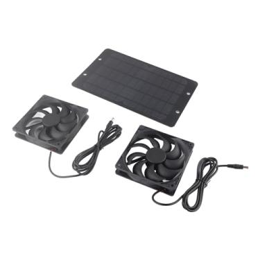 Imagem de Generic Kit de Ventilador de Painel Solar Duplo de 10W Equipamento de Ventilação Externa Eficiente para Estufas 800MA para Estufas, Casas para Animais de Estimação Silício Monocristalino Preto 1 X