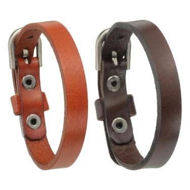 Imagem de PATIKIL Pulseira de cinto de couro, pulseira masculina com fivela fina para decoração de pulseira de couro vintage, One Size, Couro, Sem Pedra Preciosa