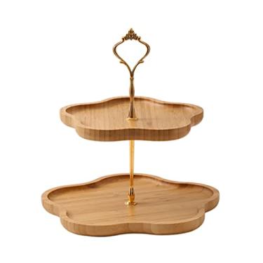 Imagem de Cesta de frutas 2/3 camadas Suporte de cesta de frutas de bambu decorativo suporte de tigela de frutas organizador de balcão de mesa de jantar acessórios de cozinha tigela de frutas (cor: uma cor