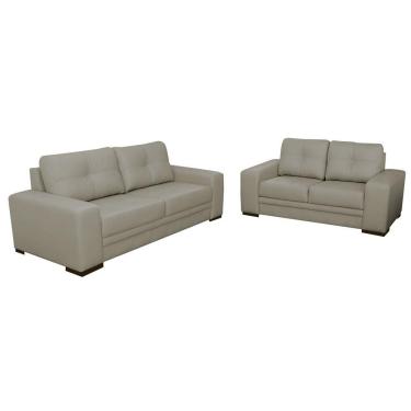 Imagem de Jogo de Sofá 2 e 3 Lugares Sala de Estar Milano Couro Nude - Gran Belo