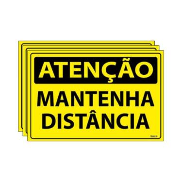 Imagem de Combo 3 Placas De Sinalização Atenção Mantenha Distância 30x20 Ecom IA
