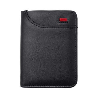 Imagem de Carteira Masculina Slim Minimalista Em Couro PU, Porta-Cartões De Créd