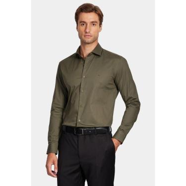 Imagem de Camisa Aramis Manga Longa Slim Tricoline Stretch Liso Verde-Masculino