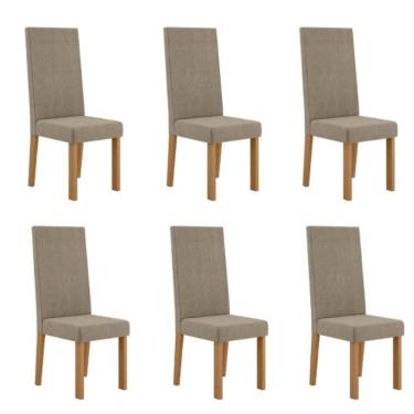 Imagem de Kit 6 Cadeiras Nice com Espaldar – Tecido Veludo Suede, Pés em MDF com Sapatilhas Plást...