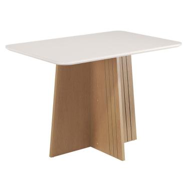 Imagem de Mesa de Jantar Isa Retangular 120x90cm com Vidro – 100% MDF, Tampo 18mm, Base com Detalhe Frizado – Sonetto