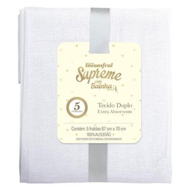 Imagem de Kit 5 Fraldas de Pano para Bebê Fraldas Incomfral, Neutro, Branco