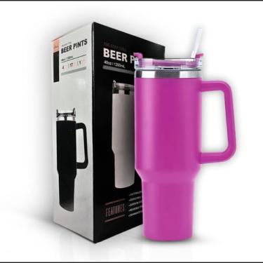 Imagem de Copo Térmico Grande 1200 Ml Canudo Rosa Pink - BeerPintz