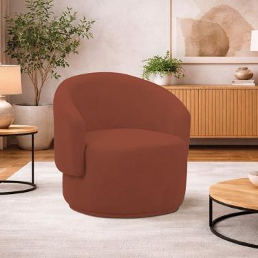 Imagem de Poltrona Decorativa Sala De Estar Recepção Jasmine Bouclé Cor Terracota