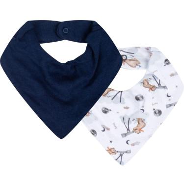 Imagem de Kit Com 2 Babadores Bebê Bandana Lunar Azul Marinho -Hug