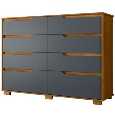 Imagem de Comoda Georgia 8 Gavetas 147 cm Moval, Freijo Cinza
