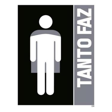 Imagem de Kit 5 Placas Sinalização - Banheiro Herói Tanto F Preta - Sinalizo