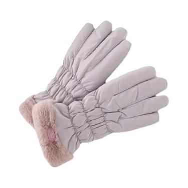 Imagem de Luvas Femininas De Inverno Em Fleece Grosso E Quente, Impermeáveis, Co