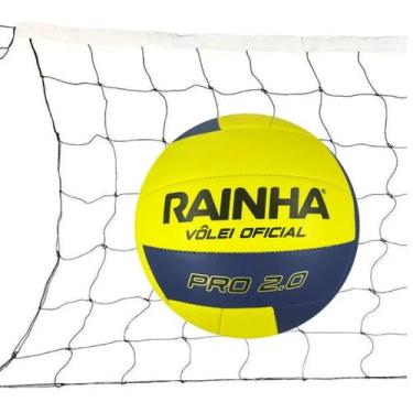 Imagem de Kit 01 Bola Vôlei Rainha 2.0 Pró Oficial Costurada + 01 Rede De Vôlei 