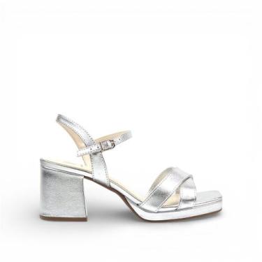 Imagem de Sandália Salto Bloco Metalizada - DI VALENTINI, Prata, 35