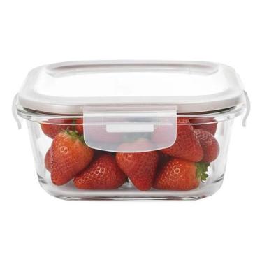Imagem de Pote Hermético De Vidro Quadrado Com Tampa 520ml Alimentos - Aratem