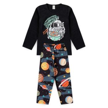 Imagem de Pijama Longo Preto Infantil Menino Lanchinho Astronauta - Molekada, 6