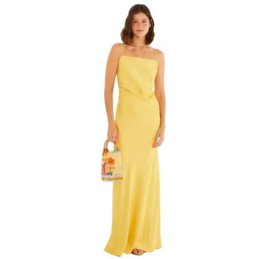 Imagem de Vestido Farm Rio Alcinhas Cetim Amarelo-Feminino