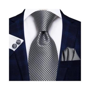 Imagem de Conjunto De Gravata, Abotoaduras E Lenço De Bolso Masculino Para Casam