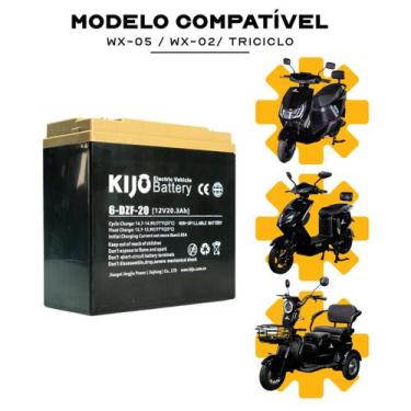 Imagem de Bateria Universal KIJO 12V 20Ah para Scooter Elétrica