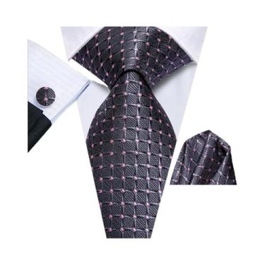 Imagem de Conjunto De Gravata, Abotoaduras E Lenço De Bolso Masculino Para Casam