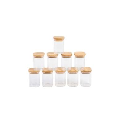 Imagem de Jogo de 10 Potes Herméticos de Vidro Tampa de Bambu - 200 Ml Oikos