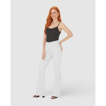 Imagem de Calça Flare Feminina Cintura Alta Em Sarja Com Elastano-Feminino