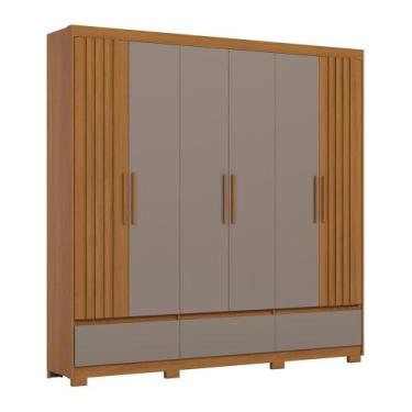Imagem de Guarda Roupa Casal Kaian 6 Portas 3 Gavetas - Móveis Henn, Cinamomo/Av