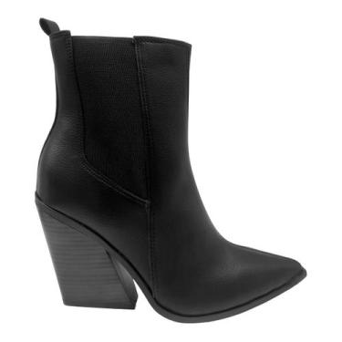 Imagem de Bota Feminina Vizzano Country Western Elástico Fashion Preto, Preto, 3
