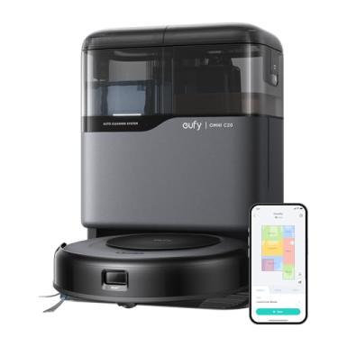 Imagem de eufy C20 Robô aspirador, Lavagem/secagem automática, Sucção potente, Esvaziamento automático, Corpo ultrafino de 8,5 cm, Limpa cantos baixos, Escovas antiembaraço, 220V.