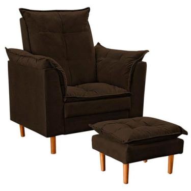 Imagem de Poltrona De Amamentação Quarto de Bebê Com Puff Melina Suede - Black H