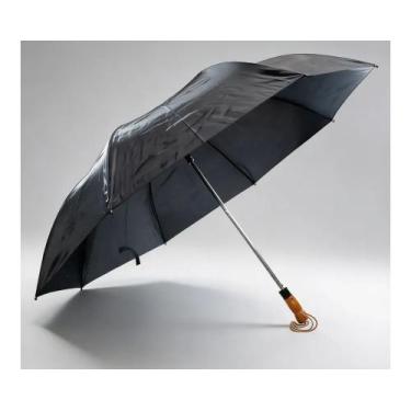 Imagem de Guarda chuva Preto Gigante Automático Cabo Madeira 1,20CM 8 Varetas - 