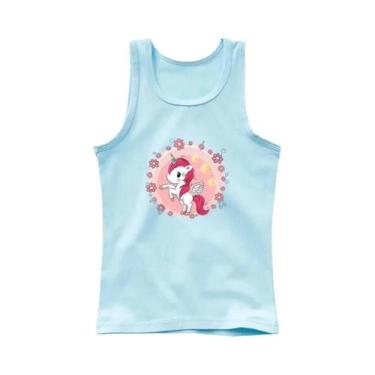 Imagem de Camiseta Regata Infantil Estampada Unicórnio Kawaii Para Meninas - Mod