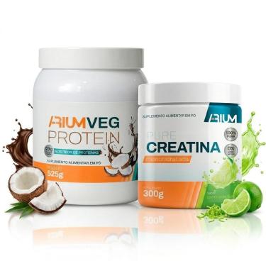 Imagem de Kit Whey Protein Vegano Proteína Vegana 525gr + Creatina 300gr Arium-Unissex