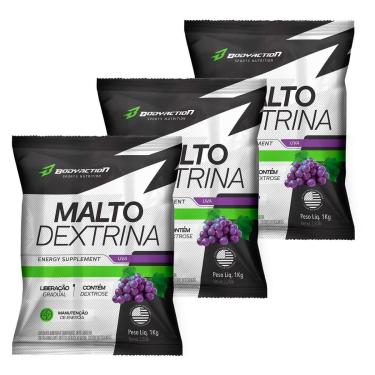 Imagem de Kit 3X Malto Dextrin - 1000g Refil Uva - BodyAction-Masculino