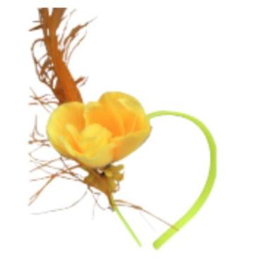 Imagem de Tiara Pena e Flor Boho Chic para Festas Cor:Amarelo - Genérico, Amarel