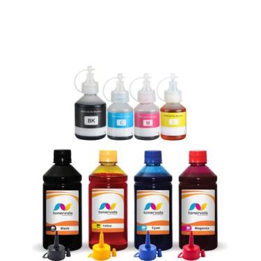 Imagem de Refil e 4 Tintas de 500ml Compatível Para Brother DCP-T300 - Toner Val