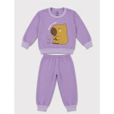 Imagem de Conjunto Infantil Moletom Peluciado Menina Inverno - NoBrand, Capivara