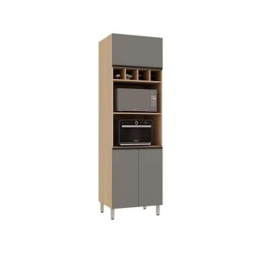 Imagem de Paneleiro 70cm 3 Portas Com Nicho Microondas Essenza Luciane Andorra-cinza Puro