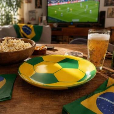 Imagem de Bowl De Vidro Para Petiscos Tigela Petisqueira Bola De Futebol Brasil 