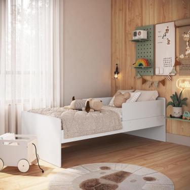 Imagem de Cama Infantil Montessori De Solteiro 188x88 Cm Em Mdp Com Protetor Lateral E Cantos Arr...