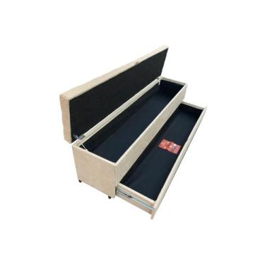 Imagem de Recamier puff baú sapateira e gaveta 1,58 cm para cama box padrão - be