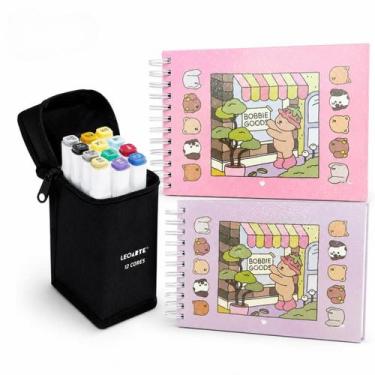 Imagem de Kit Livro de Colorir + 12 Canetinhas Dupla Ponta - Bobbie Goods