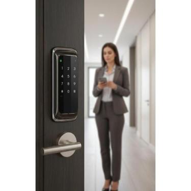 Imagem de Fechadura Digital Touch Screen Senha Preta - Congratulations Store